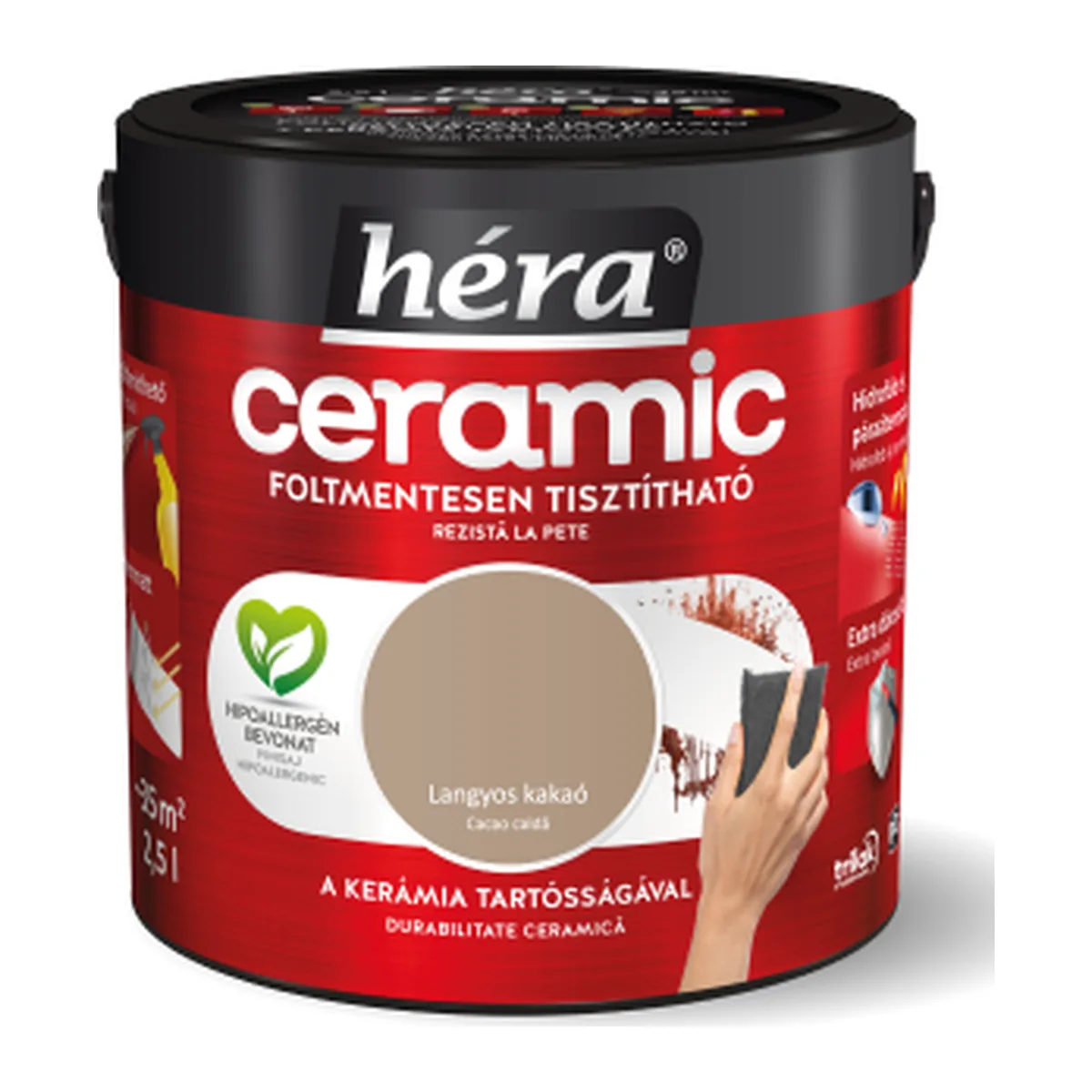 Héra Ceramic Beltéri Falfesték – Extra Dörzsálló, Mosható Héra Ceramic beltéri falfesték, extra dörzsálló, mosható, mikrokerámia-gyöngy technológia