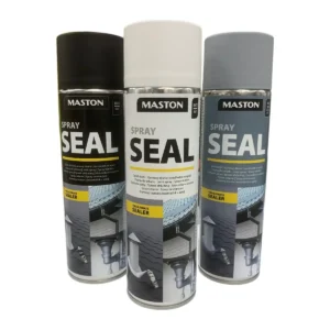MASTON Seal gumis tömítő spray fehér, fekete és sötétszürke színben, azonnali vízzáró szigeteléshez fém, műanyag és beton felületeken.