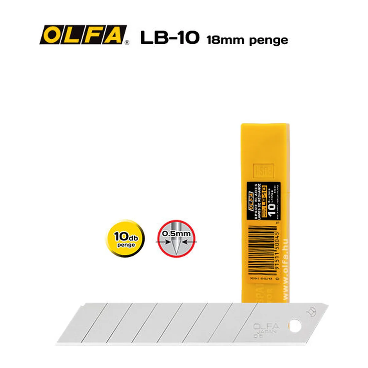 OLFA LB-10 18 mm tördelhető penge, 10 db-os csomag