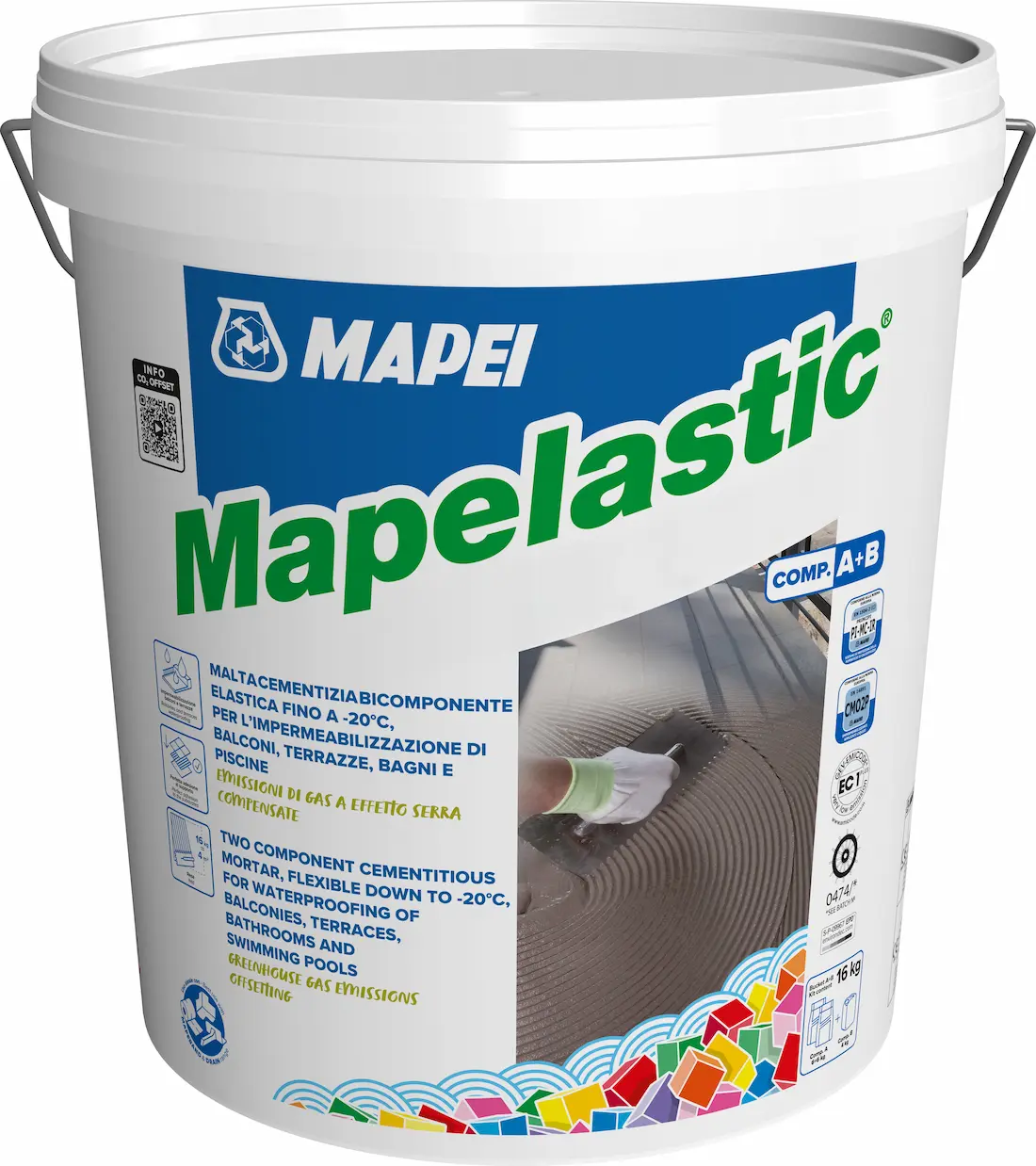 Mapei Mapelastic kétkomponensű vízszigetelő habarcs erkélyhez és teraszhoz, 16 és 32 kg