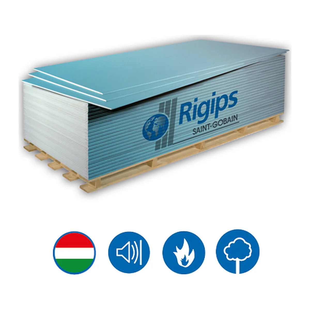 Rigips Blue Acoustic RF Hanggátló Gipszkarton 12,5 mm – Tűzgátló Építőlemez (2000×1200 mm)