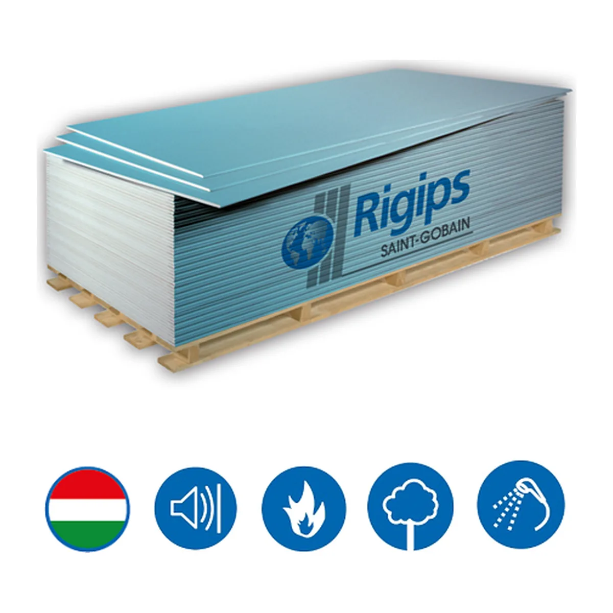 Rigips Blue Acoustic 2.0 RFI Hanggátló Gipszkarton – Impregnált, Tűzgátló Építőlemez