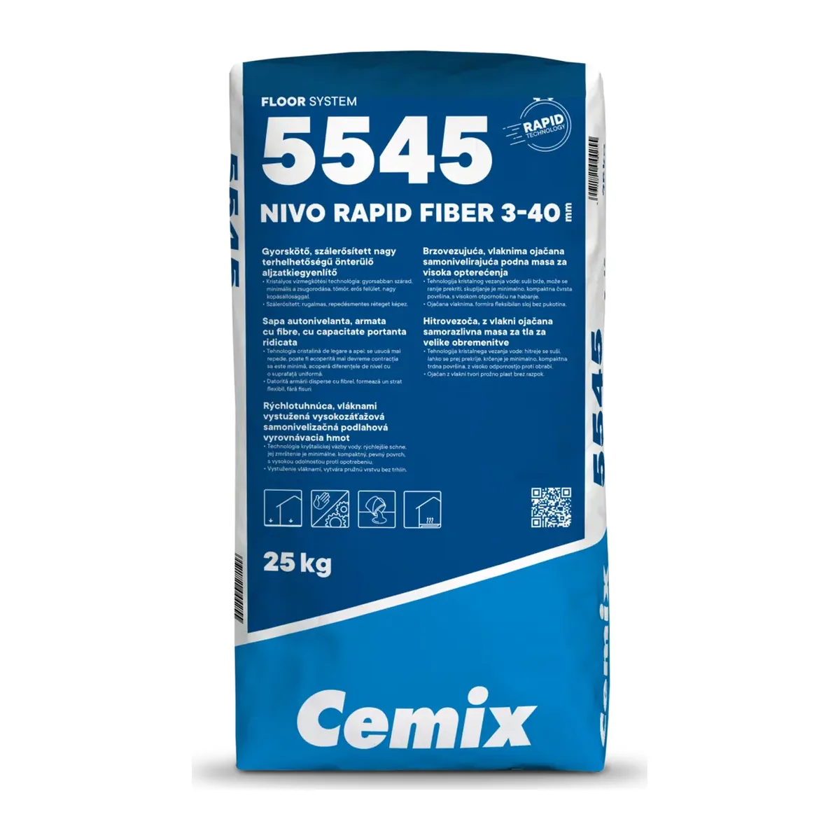 Cemix 5545 Nivo Rapid Fiber gyorskötő szálerősített önterülő aljzatkiegyenlítő