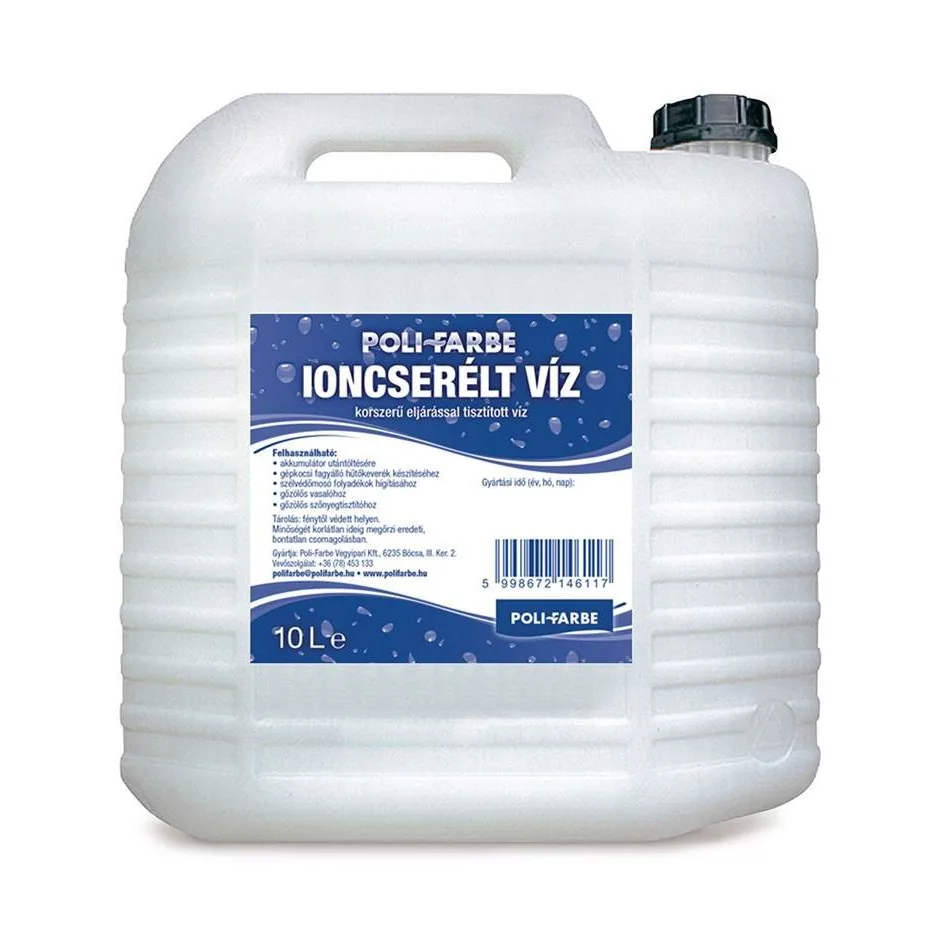 Poli-Farbe ioncserélt víz flakon és kanna