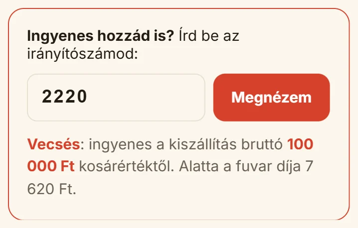 Irányítószám-ellenőrző: mennyitől ingyenes a kiszállítás